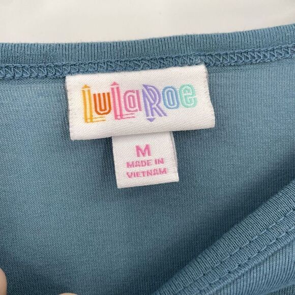 LuLaRoe Womens Disney Minnie Mouse 3/4 Sleeve Randy Top Blue Peach Size Small - Picture 4 of 7